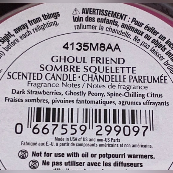 Bath & Body Works Ghoul Friend Scented Candle 1 Wick 8oz Halloween Discontinued - Picture 5 of 5